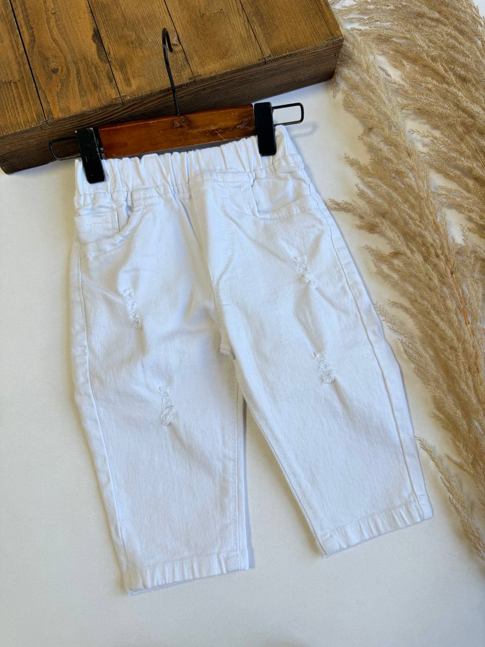 شلوار سفید کمرکش - نی نی لوس