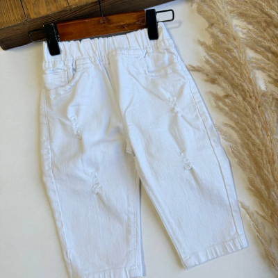 شلوار سفید کمرکش - نی نی لوس