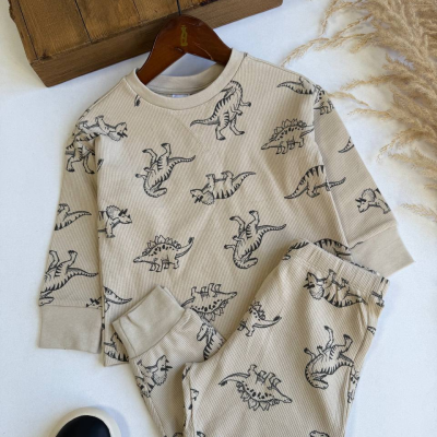 بلوز شلوار بیسکوییتی داینو - نی نی لوس