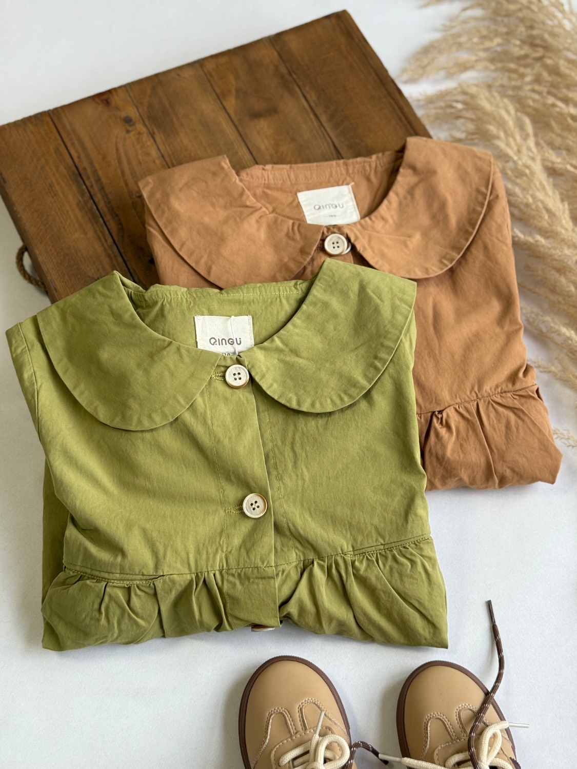 کت کتان یقه ب ب - نی نی لوس