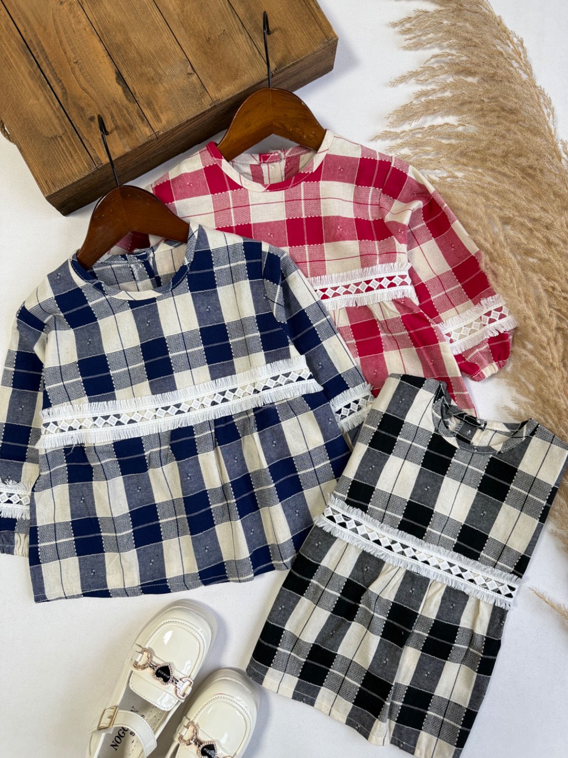 پیراهن چهارخونه کمر سنتی - نی نی لوس