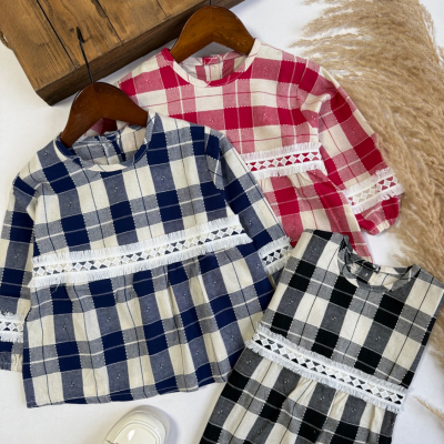 پیراهن چهارخونه کمر سنتی - نی نی لوس